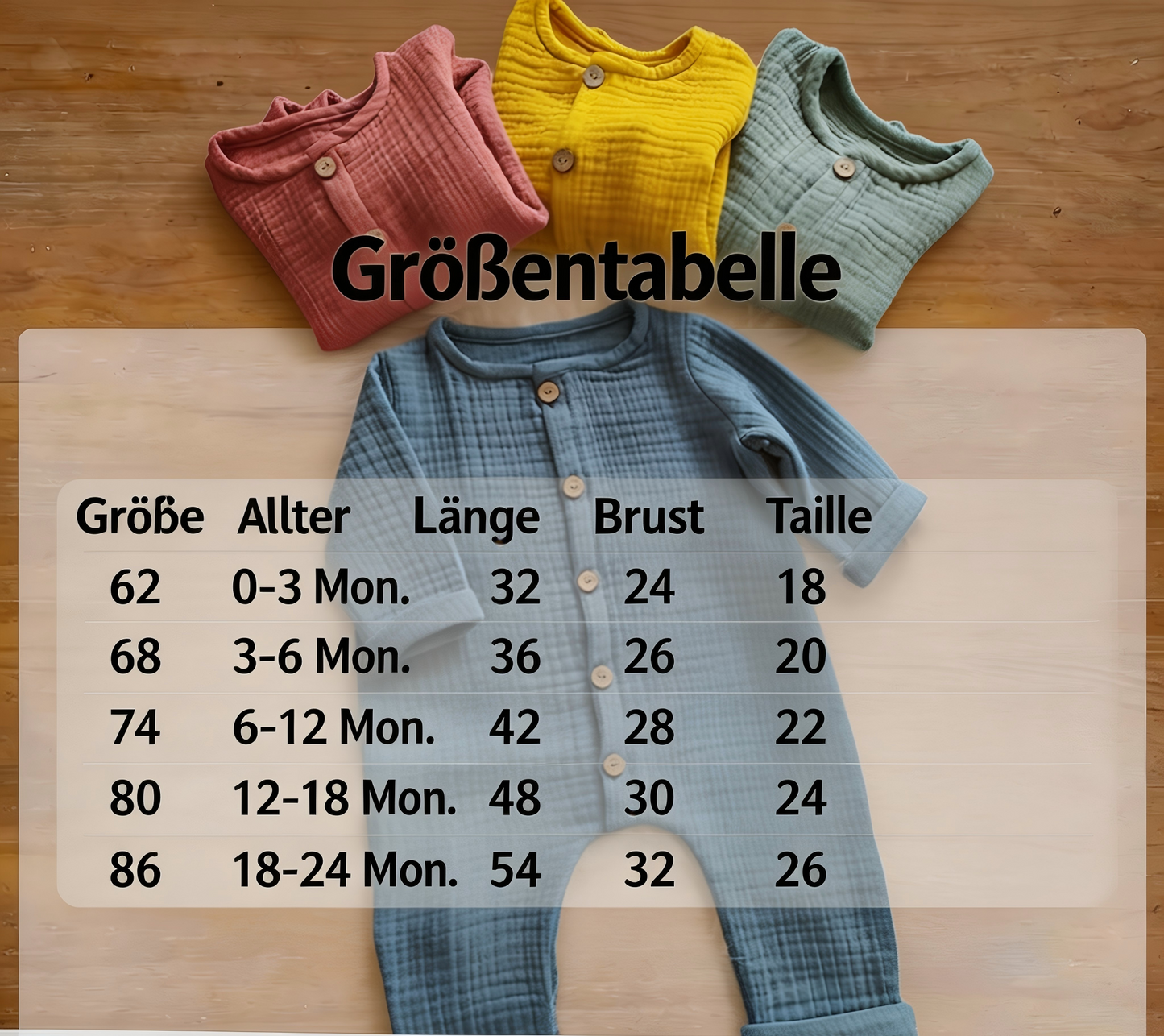 Babykleidung für Neugeborene – Herbst – Langarm-Strampler aus Bio-Baumwoll-Musselin – Unisex-Strampler mit Knöpfen