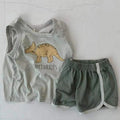 Sommer-Baby-Set: Weste, T-Shirt und Shorts für Kleinkinder, 2-teiliges Baby-Set mit Dinosaurier-Motiv, Jungenkleidung