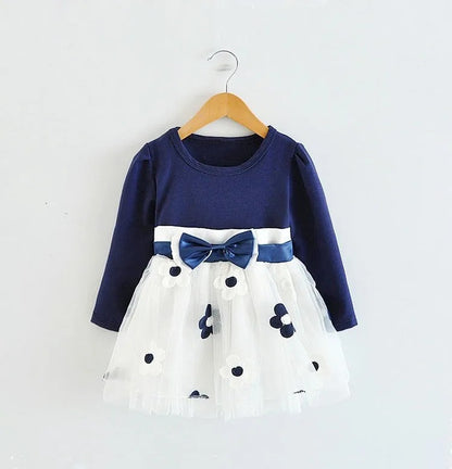 Neue Winterkleidung für Mädchen – Langärmliges Prinzessinnenkleid, Kinderkleider für Hochzeiten und Feiern, für 0–2 Jahre, mit Blumenmuster, Babykleidung