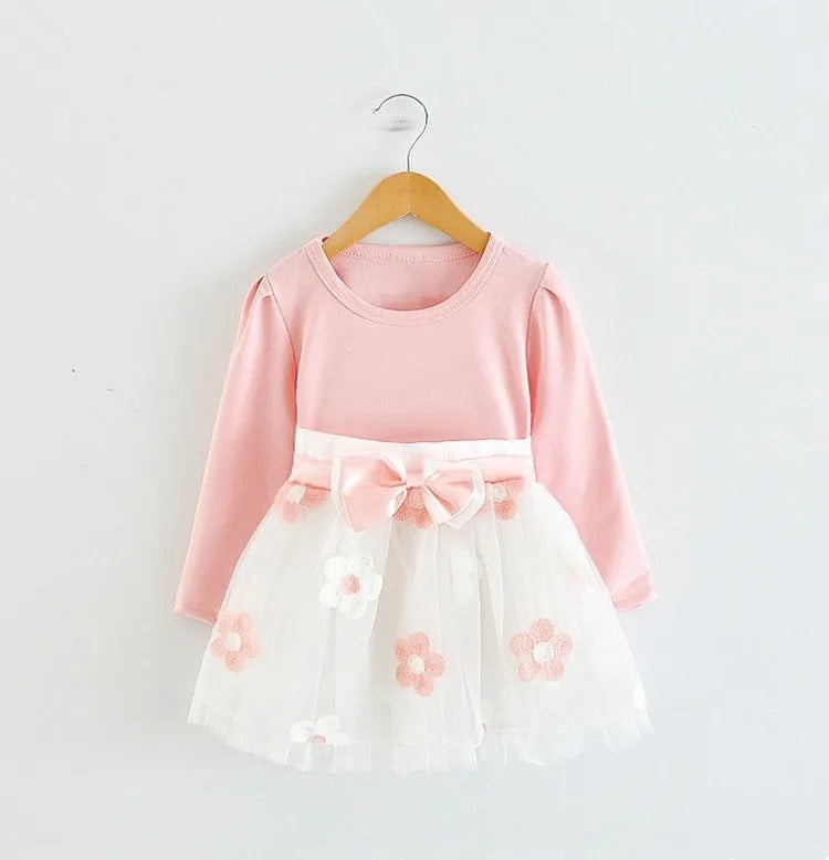 Neue Winterkleidung für Mädchen – Langärmliges Prinzessinnenkleid, Kinderkleider für Hochzeiten und Feiern, für 0–2 Jahre, mit Blumenmuster, Babykleidung