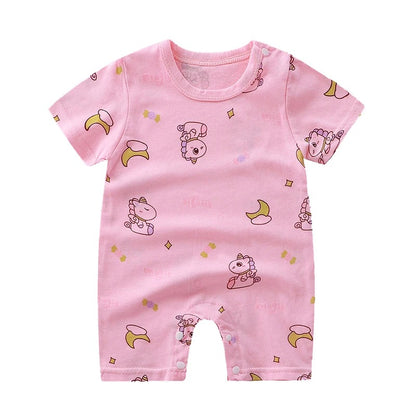 Neue Sommer-Babykleidung für Neugeborene – Jungen und Mädchen – Kurzarm – Cartoon-Motive – Offene Sektion – Kletterkleidung – Baby-Strampler