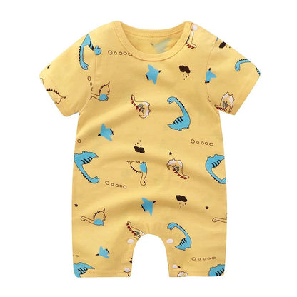 Neue Sommer-Babykleidung für Neugeborene – Jungen und Mädchen – Kurzarm – Cartoon-Motive – Offene Sektion – Kletterkleidung – Baby-Strampler