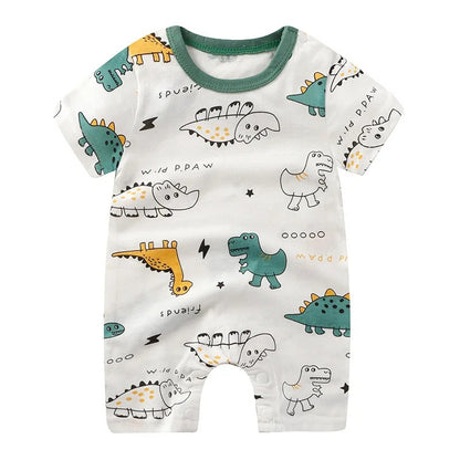 Neue Sommer-Babykleidung für Neugeborene – Jungen und Mädchen – Kurzarm – Cartoon-Motive – Offene Sektion – Kletterkleidung – Baby-Strampler