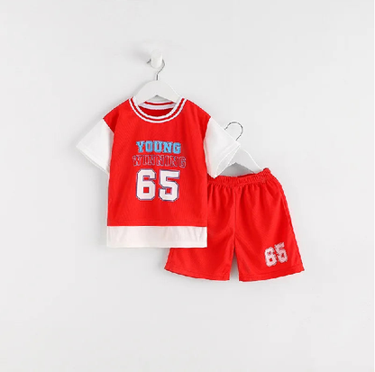 Neue Sportoutfits, Baby-Kleidungssets, Sportbekleidung für Kinder, lässiger Trainingsanzug für Kinder, Kurzarm-T-Shirt + Shorts, Kinderoutfit