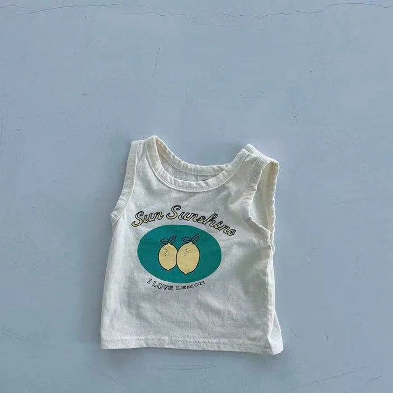 Sommer-Baby-Set mit Fruchtmuster  für Mädchen  Latzhose für Jungen, T-Shirt und Shorts im Freizeitstil