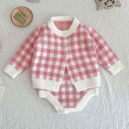 Strick-Kombinationen für neugeborene Mädchen für Herbst und Winter