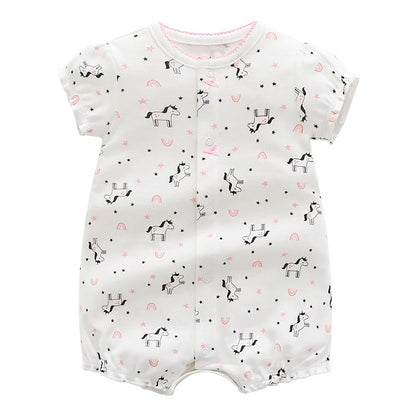 2 Stück/Set Marken-Sommerkleidung für Baby-Mädchen, Baumwoll-Strampler, Babykleidung, kurzärmelig, Kleidung für Baby-Jungen, 0–24 Monate, Baby-Strampler