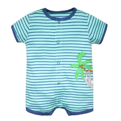 2 Stück/Set Marken-Sommerkleidung für Baby-Mädchen, Baumwoll-Strampler, Babykleidung, kurzärmelig, Kleidung für Baby-Jungen, 0–24 Monate, Baby-Strampler